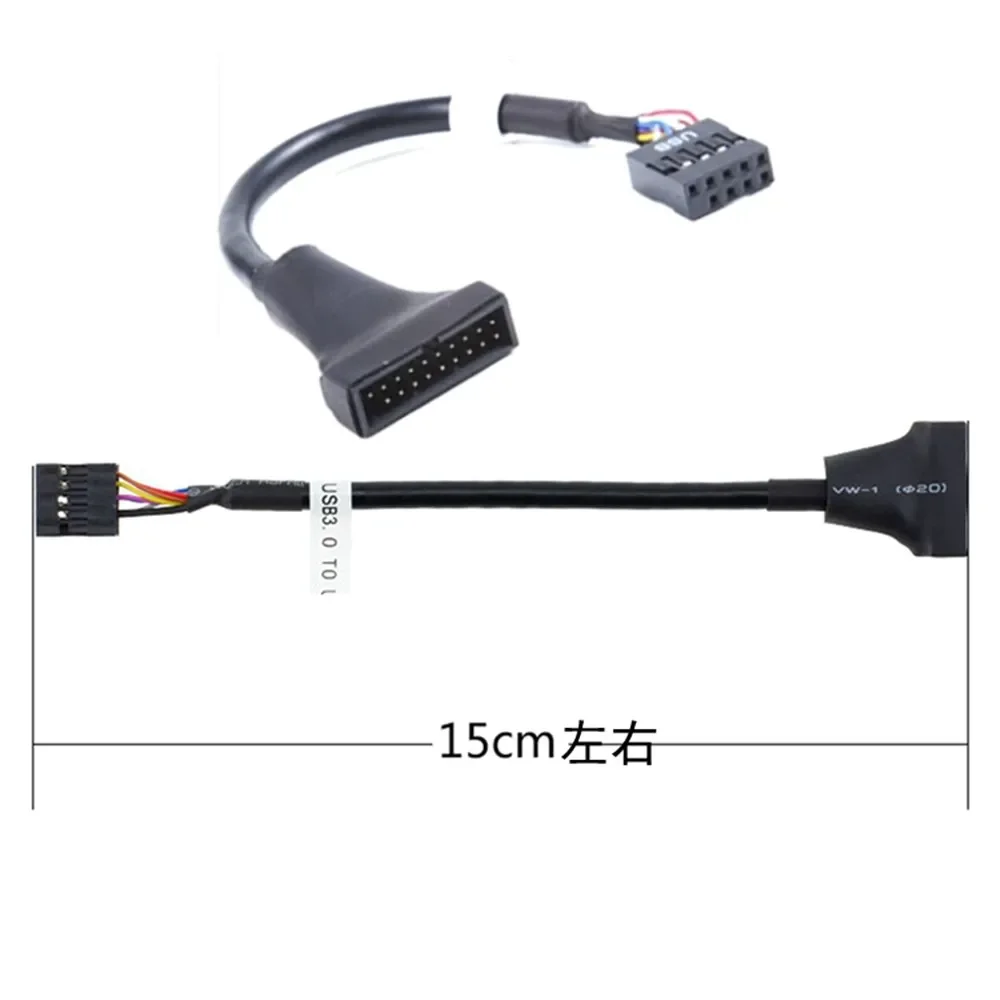 

USB 2.0 9pin male housing to USB 3.0 20pin female adapter extension cable chassis front motherboard adapter