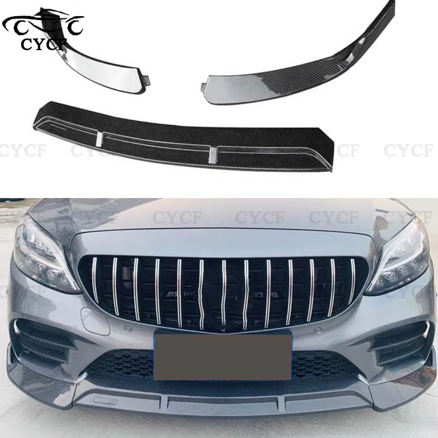 

Автомобильный передний бампер из углеродного волокна, передняя губа, передний спойлер для подбородка для Mercedes Benz C Class W205 C200 C260L 2019-2022