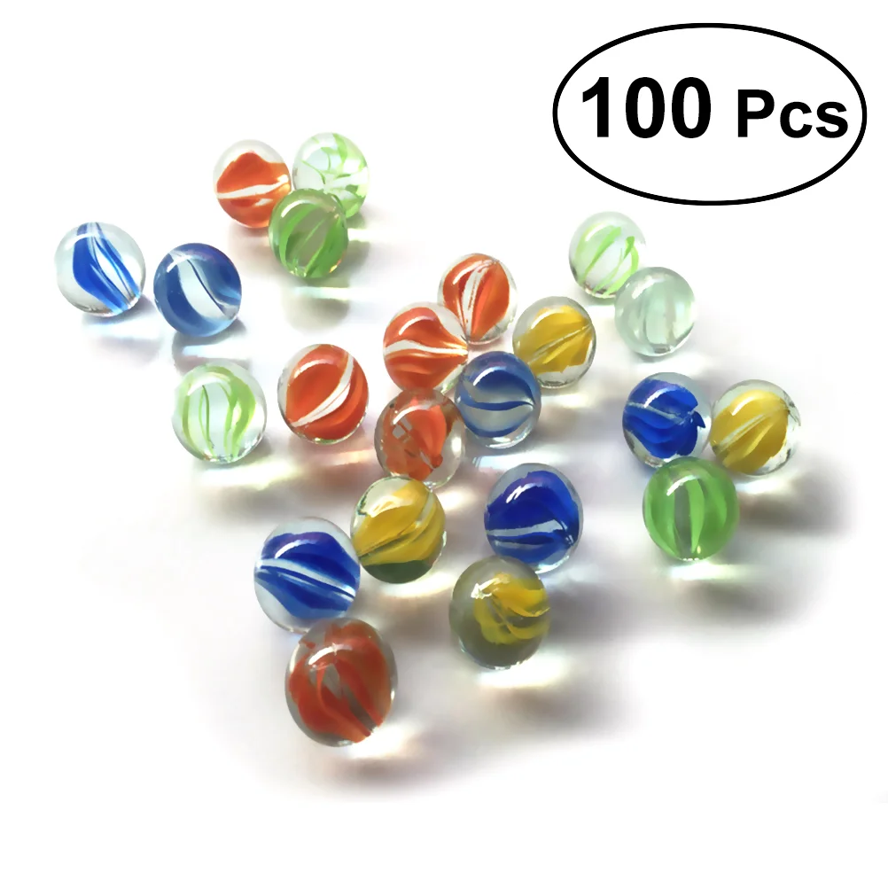 Set of 100 16MM Glass Shooter & Marbles Colorful Patterned Glass Beads Balls for Kids glass marbles shooter marbles