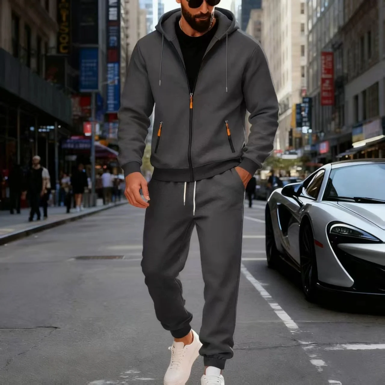 رائجة البيع الرجال تجريب مجموعة زمم هوديس Sweatpants الخريف والشتاء اليومية عادية الرياضة بدلة عدو ممارسة في الهواء الطلق ملابس دافئة