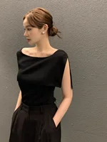 Summer Chic Design Svel Knitted Top Women's Faion Belted Stripe Vintage Retro Small Size Korean Sle Vest - Image 2