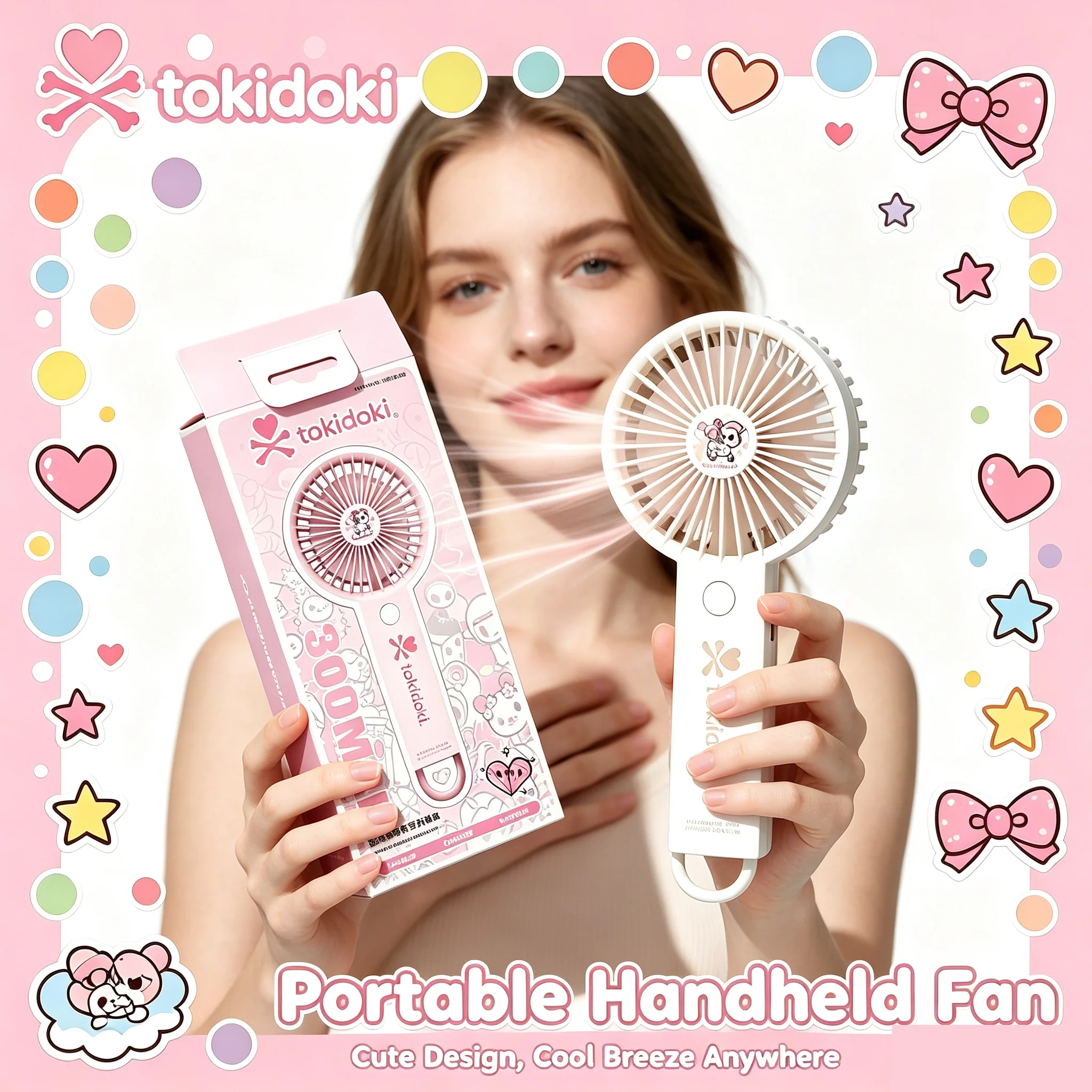 Tokidoki Minimalist Unisex Portable Mini Handheld Fan Cooling Fan USB Rechargeable Suitable For Summer Outdoor Daily Use Travel
