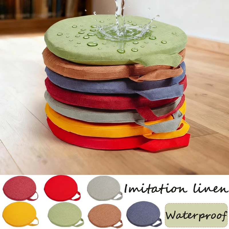 

1PC Machine Washable Linen Blend Round Cushion Sturdy Durable Seat Pad for Dining Chair Stool Tatami Ground Floor Cushion 틈새쿠션
