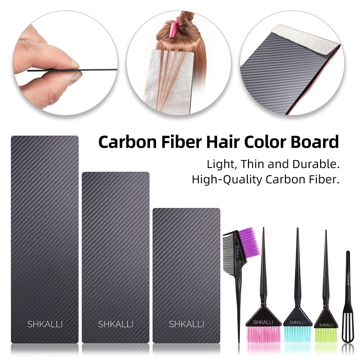 SHKALLI Professional Carbon Fibre Hair Balayage Board and Brush Set Hair Dyeing Tool Kit for Hairdressers