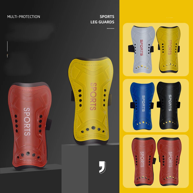 Football Shin Boys  Guards Male Perforated Belt Pads Children Light Hard Guard Board Flashboard Guard Sports Gear Soccer Socks