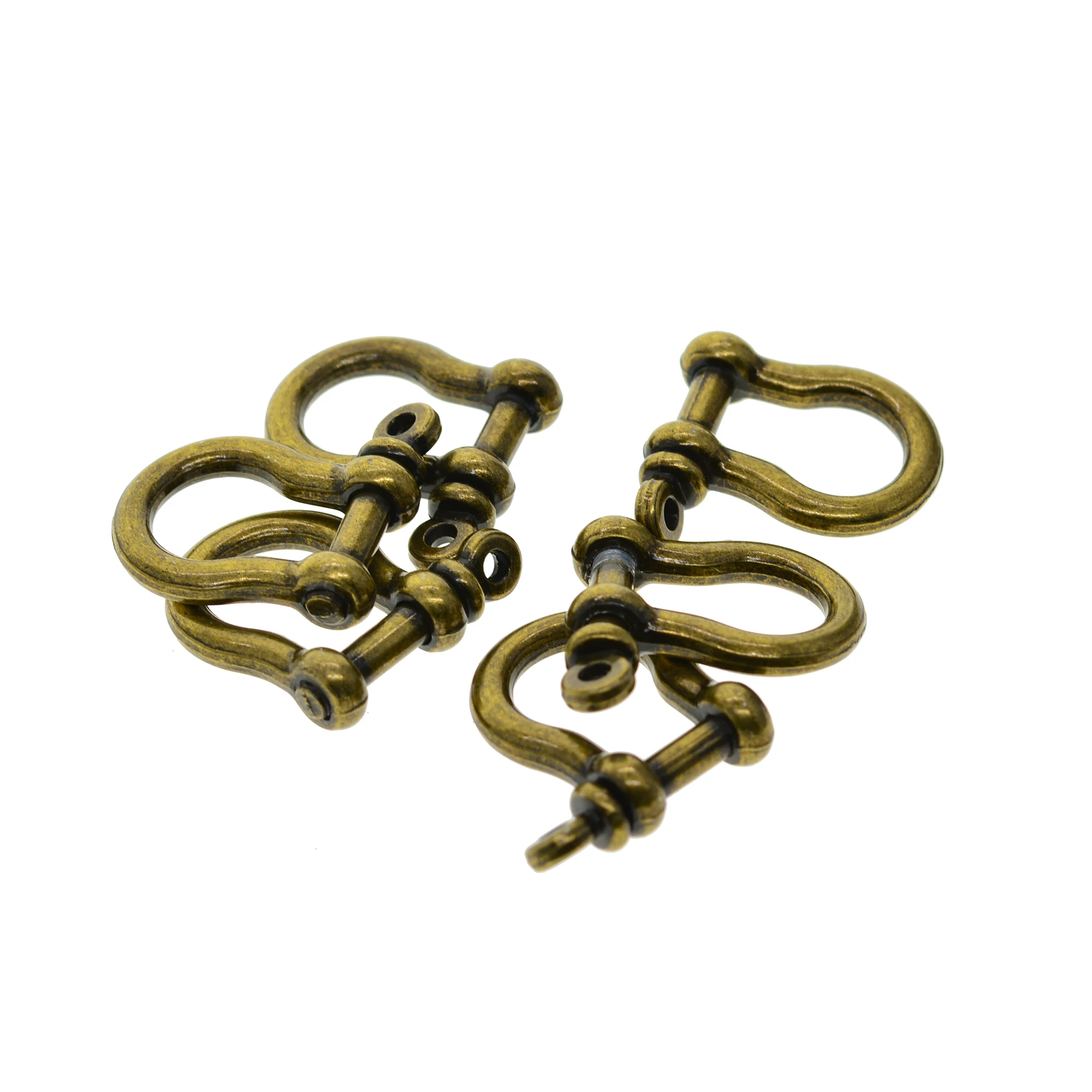 10PCS 10mm small retro silver bronze alloy screw pin lock U hook shackle bangle connector joint horse shoe keychain FOB EDC DIY