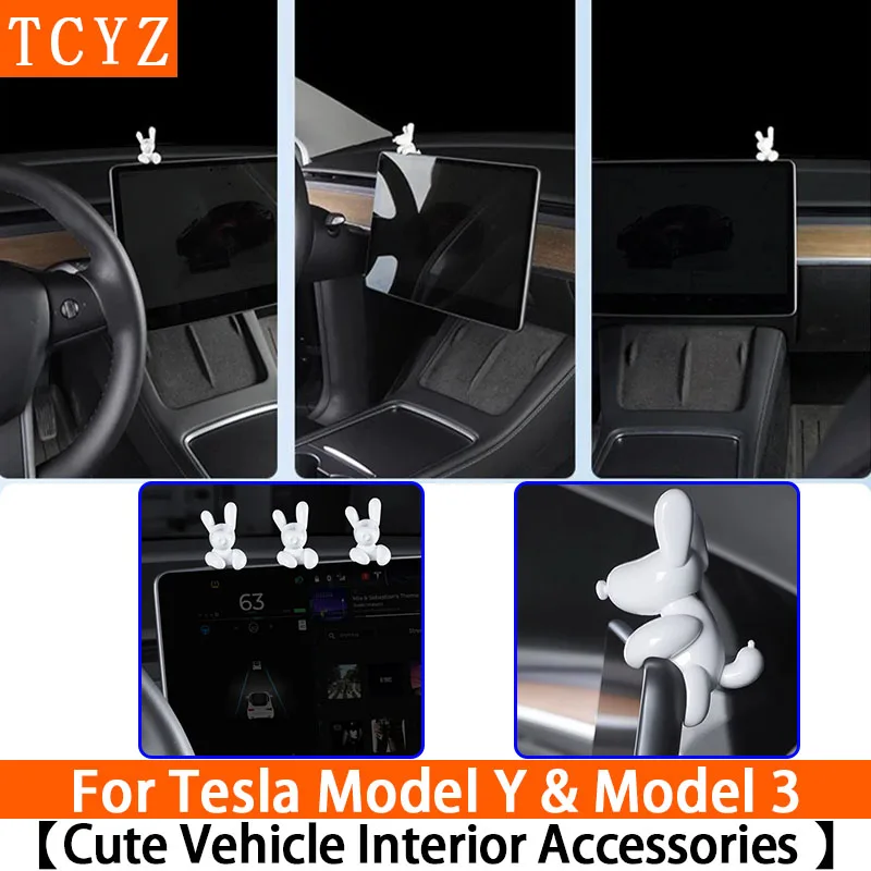

Декоративный интерьер в стиле автомобиля для Tesla Model Y Launch/Model 3, центральный экран Highland, мини-украшения для щенков, собак, автоаксессуары
