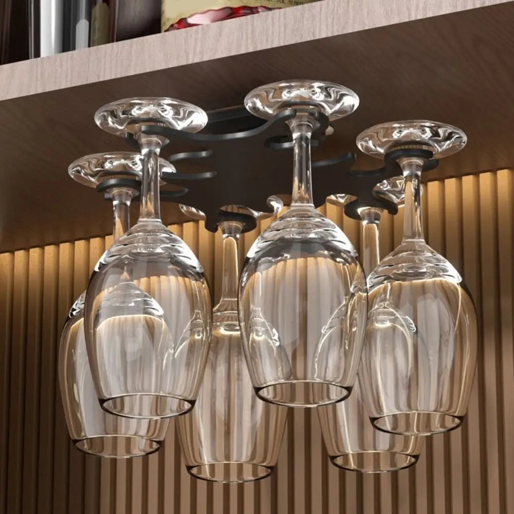 

Plastic Rotating Wine Glasses Rack No Punching Ventilation Inverted Goblets Rack Wall Mounted Space Saving Wine Glass Rack Bars