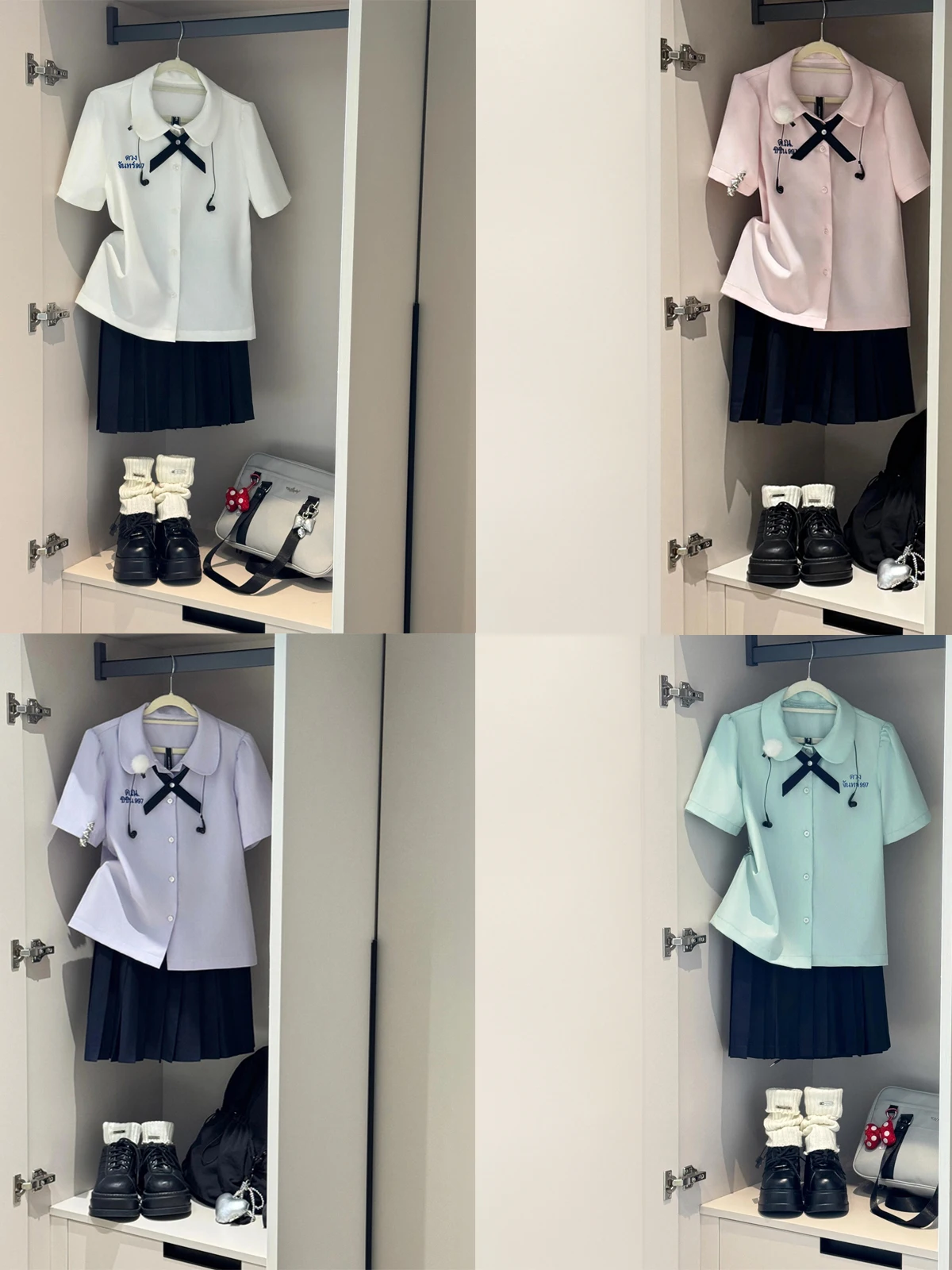 

Thai Style School Uniform Set JK Shirt Short Sleeve Summer Graduation Photo Women's College Style Fashion Set Short Pants