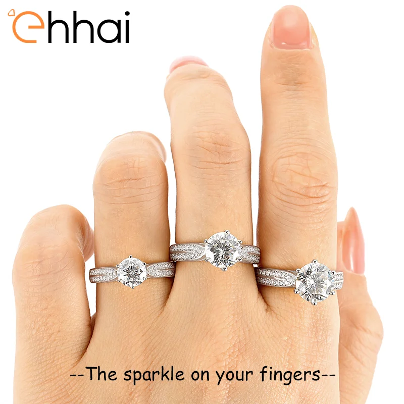 

Ehhai Sparkling 1-3CT Full Round Cut Moissanite Ring for Women 925 Sterling Silver Classic Wedding Engagement Rings Jewelry Gift