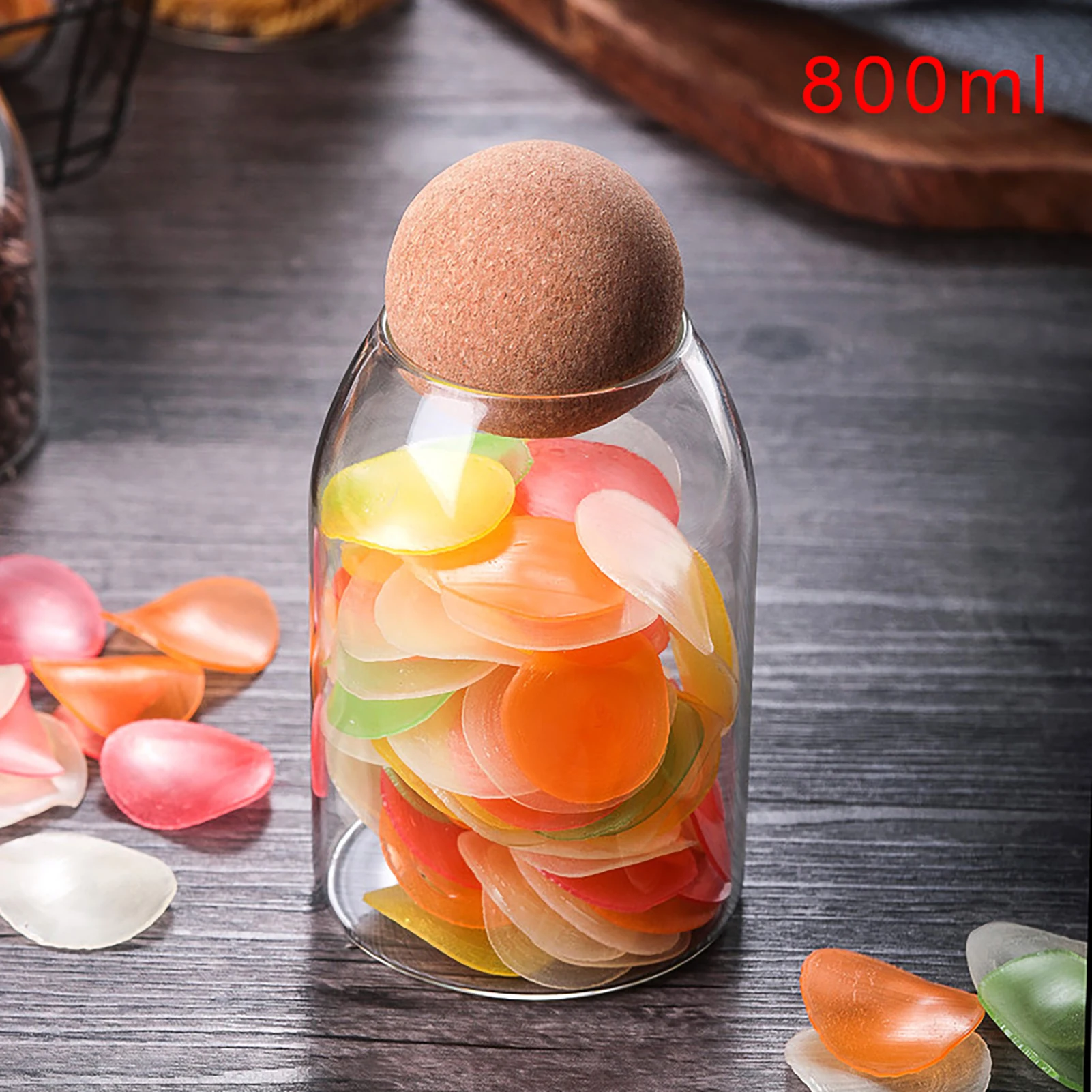 Vertical Grain Glass Jar Wood Lid Leak-proof Convenient Reusable Glass Jar For Corns Grains Beans