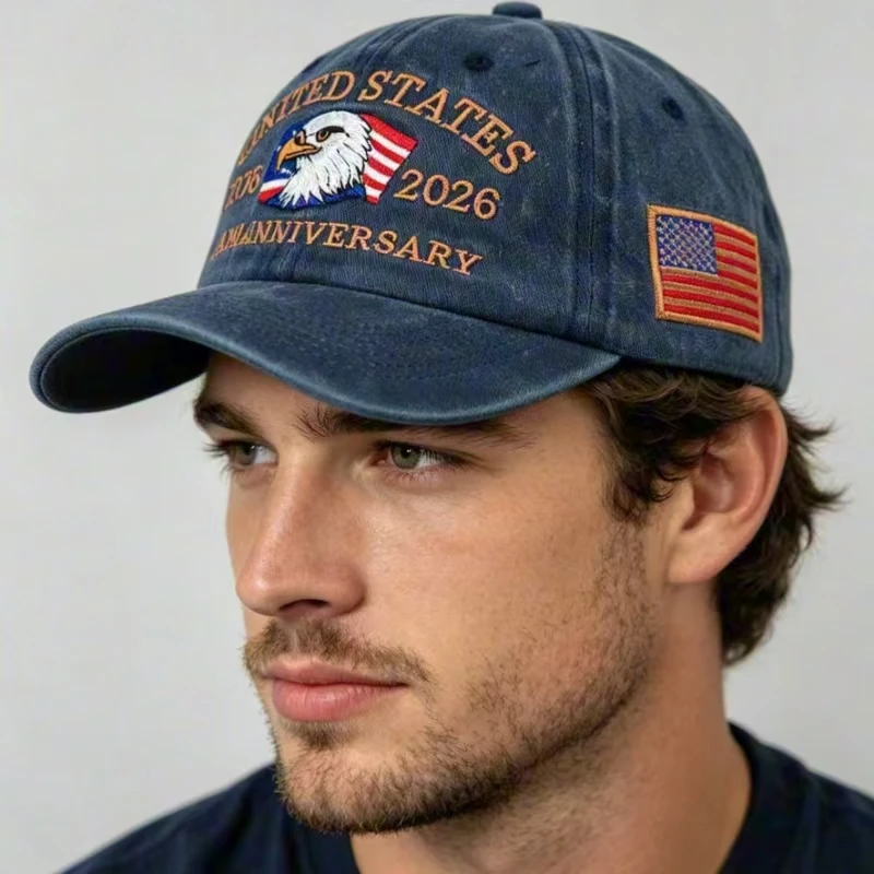 250. Jahrestag USA Mütze, bestickte patriotische Baseballkappe 1776-2026, Unabhängigkeitstag-Kappe, verstellbare Mütze für Männer und Frauen