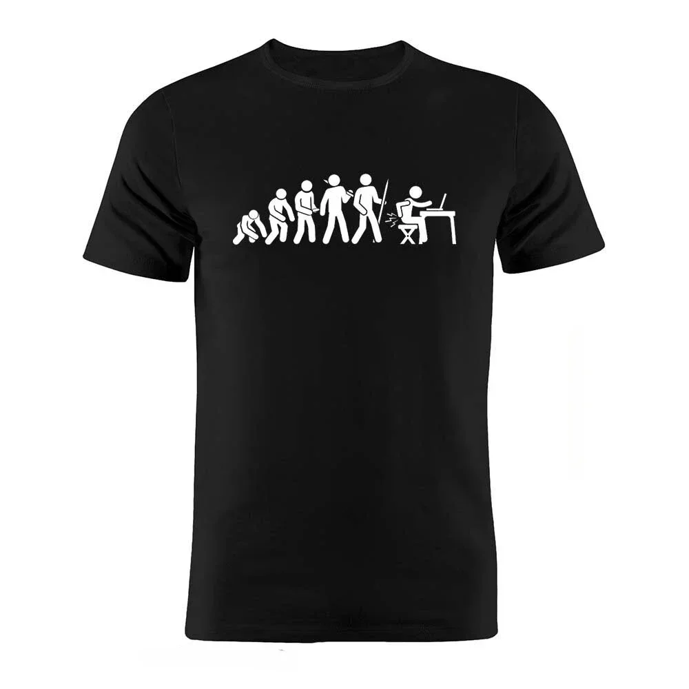 anime Men's Funny Coder T Shirt  Evolution Developer Programmer Tee Shirts Computer Science Software Engineer Geek Tops Tees