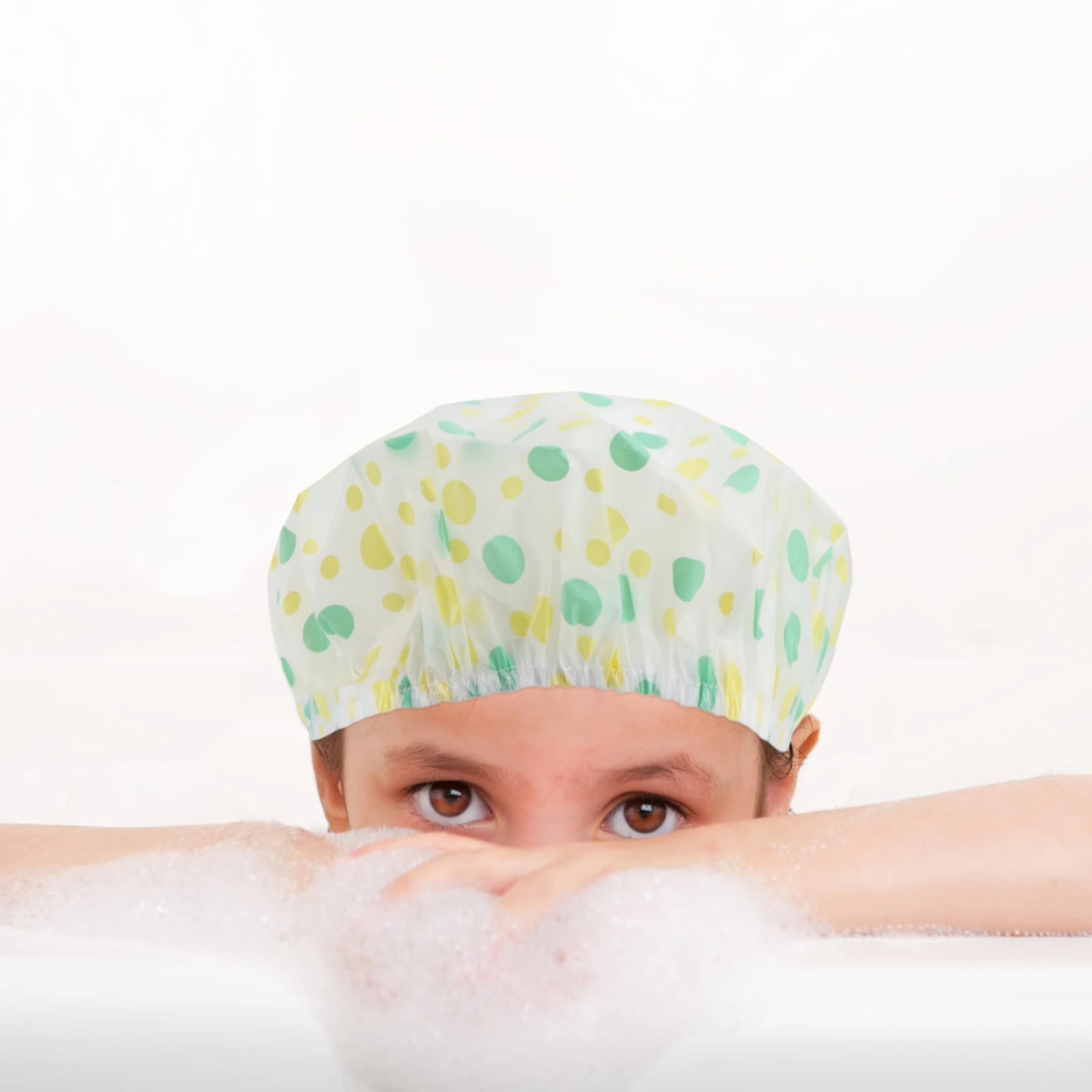 

2pcs Shower Caps Waterproof Bath Hats Hair Cap Elastic PE Material Toweling Comfortable Size Fits Most Women Girls Spa