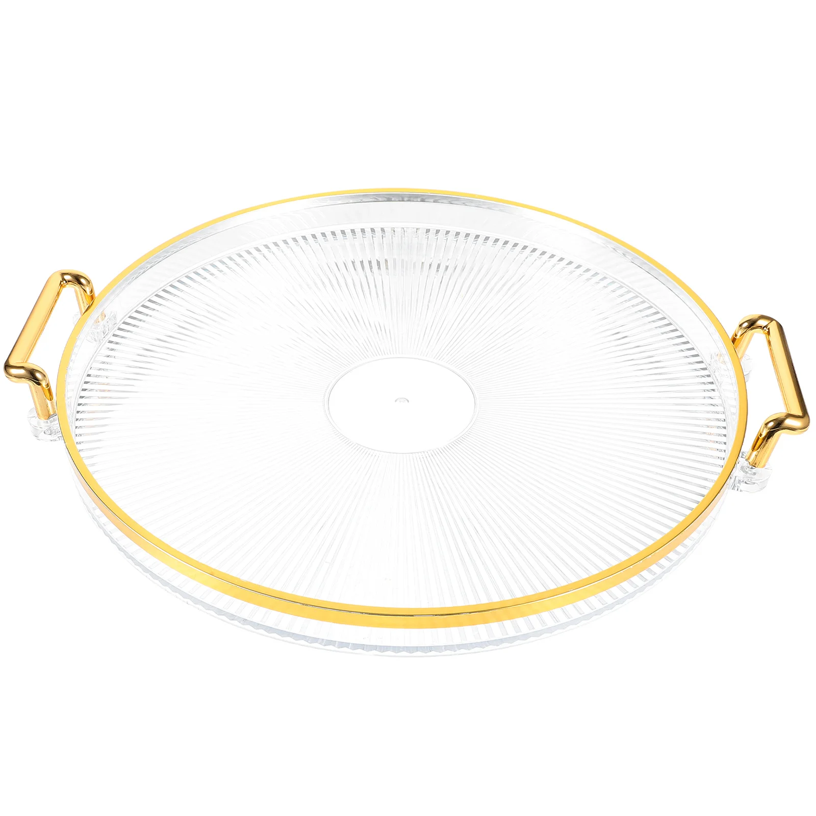 

Transparent Round Tray with Gold Rim for Cup Storage Snack Serving Dish Decorative Candy Plate Fruit Bowl Organizer Dry Fruits
