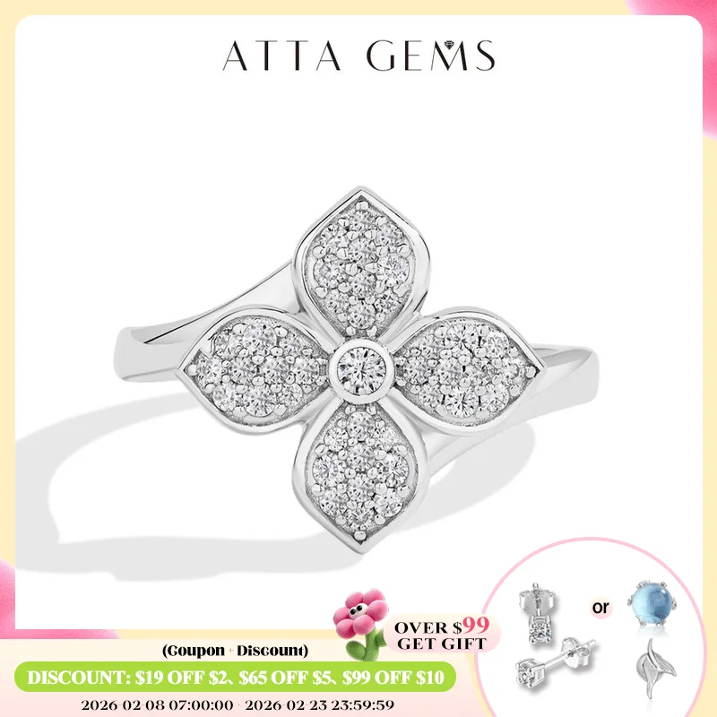

ATTAGEMS Original Moissanite Ring Cross Flower DVVS1 Real 925 Sterling Silver For Women Girls Anniversary Gift Jewelry Wholesale