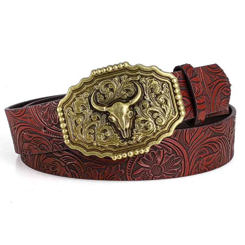 Western Cowboy-Stil Vintage Casual Gürtel - Geschnitzte Ochsenkopf-Schnalle & Bohemian-Print, Perfekt für Tägliche Pendler- und Dating-Outfits – Detail 13