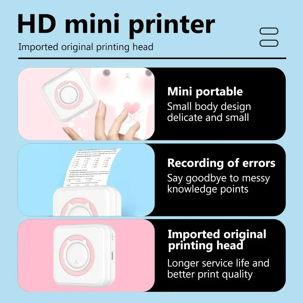 C15 Mini Photo Printer Thermal Portable Printers Stickers Paper Inkless Wireless Impresora Portátil 200dpi Android IOS 57mm