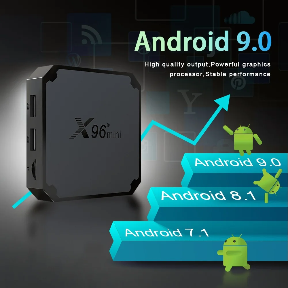 X96 mini 5g caixa de tv inteligente para android 9.0 amlogic s905w conjunto superior 2.4ghz 5ghz duplo wifi 2gb 1080p 4k suporte youtube media player