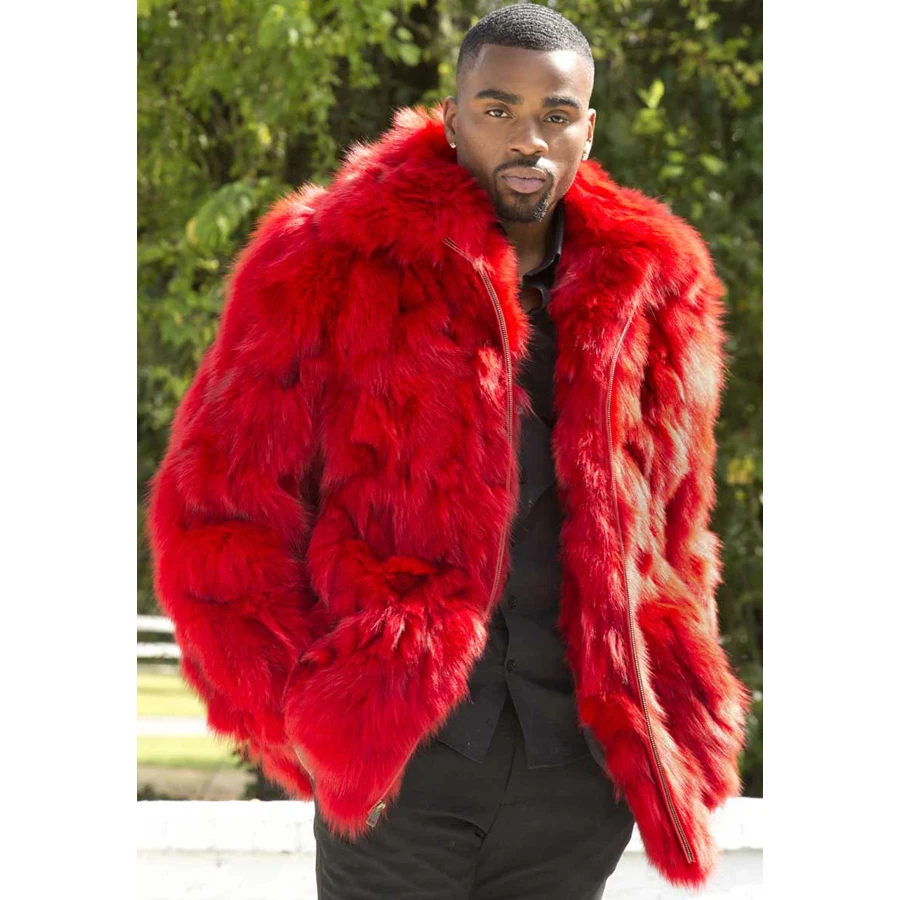 

Real Fur Coat Men Fox Fur Coat Red Fur Coats Luxury Winter Jacket Man 2024 High Quality New Arrivals