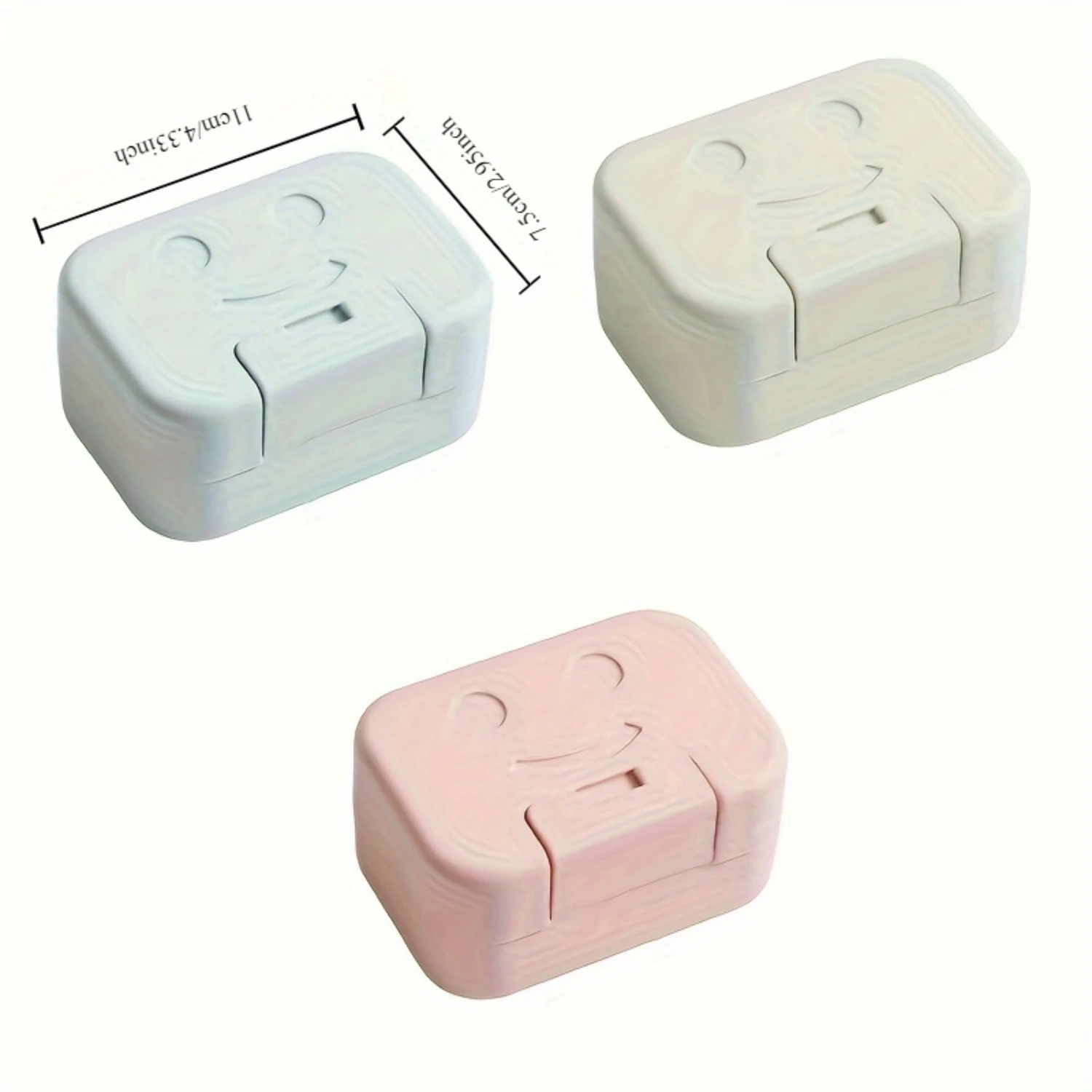 3pcs Portable Plastic Soap With Lid, Rectangle Soap Box Holder For Travel, Camping, Gym, Bathroom Accessory, Easy-to-Clean