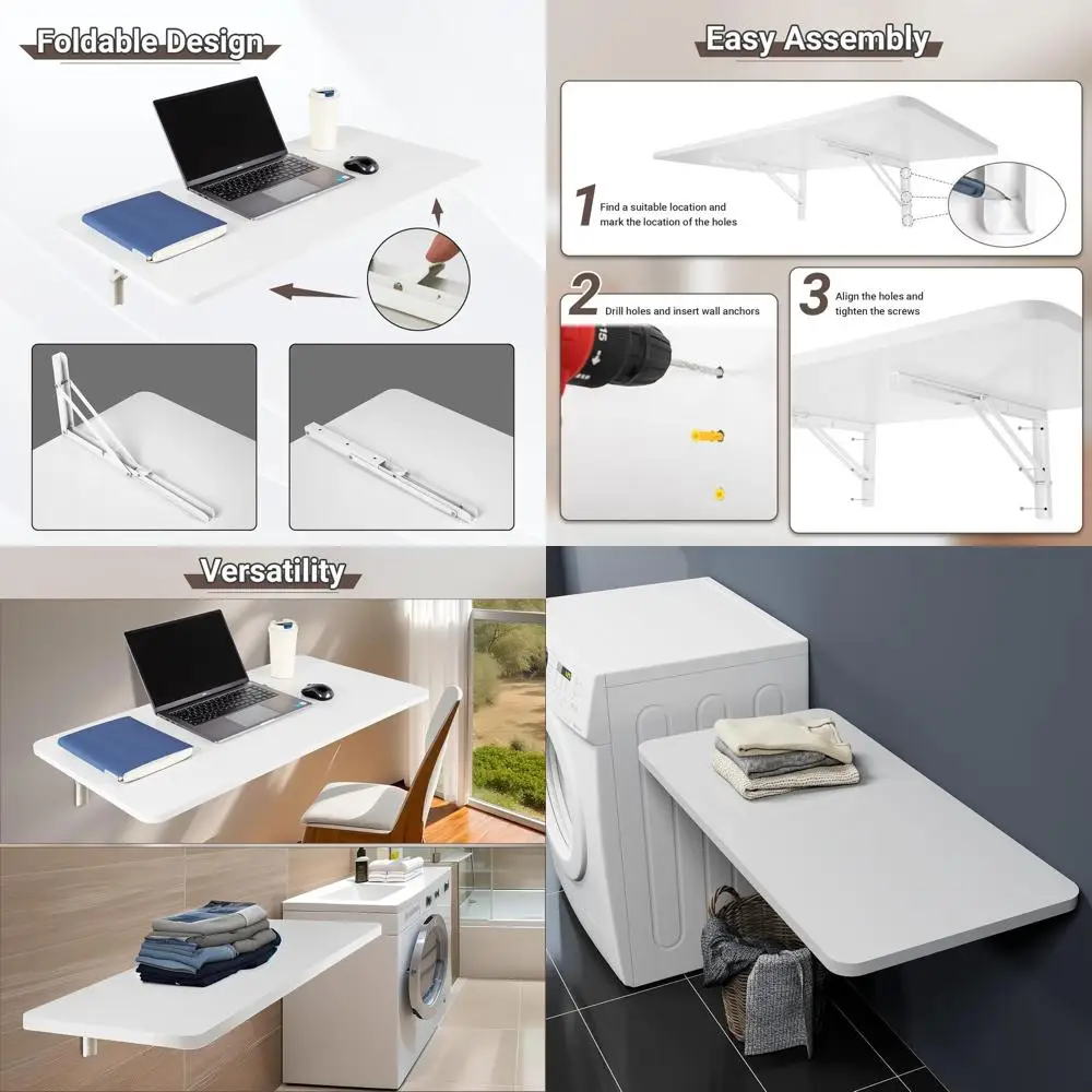 

Компактный белый настенный складной стол, 39,4 л x 19,7 Вт, письменный стол с металлическими кронштейнами