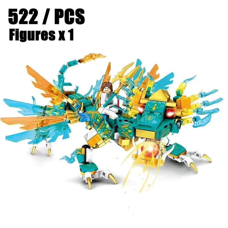 Phantom Ninja Ice Ice Fire Double Headed Dragon Series Element Dragon Building Blocks Set Classic Cartoon Model Bricks Kit Toys