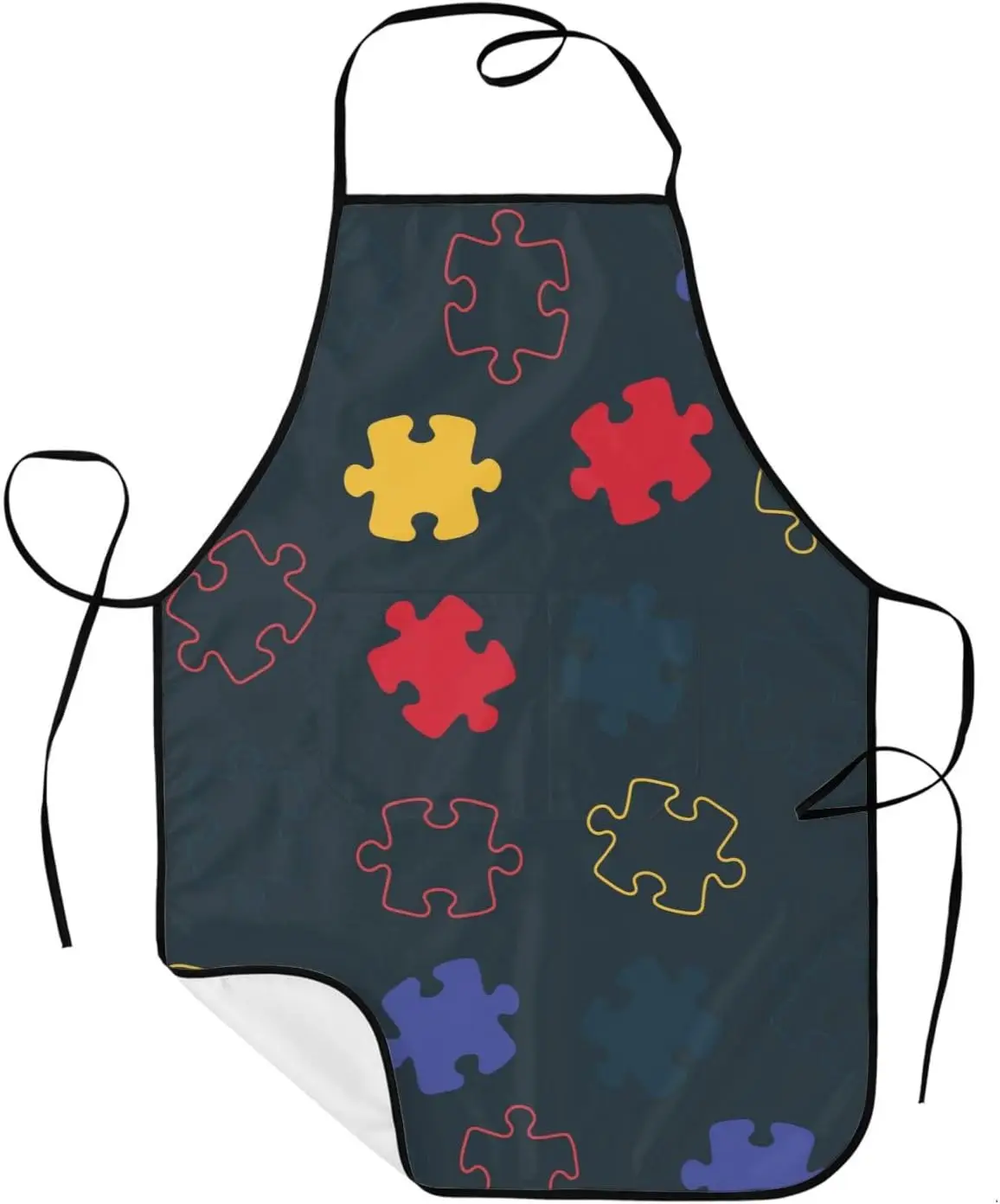 Tablier de cuisine imprimé intégral motif Puzzle Autisme Vibrant, imperméable et résistant à l'huile, cadeau adorable pour grillades, chef, famille, thème caritatif