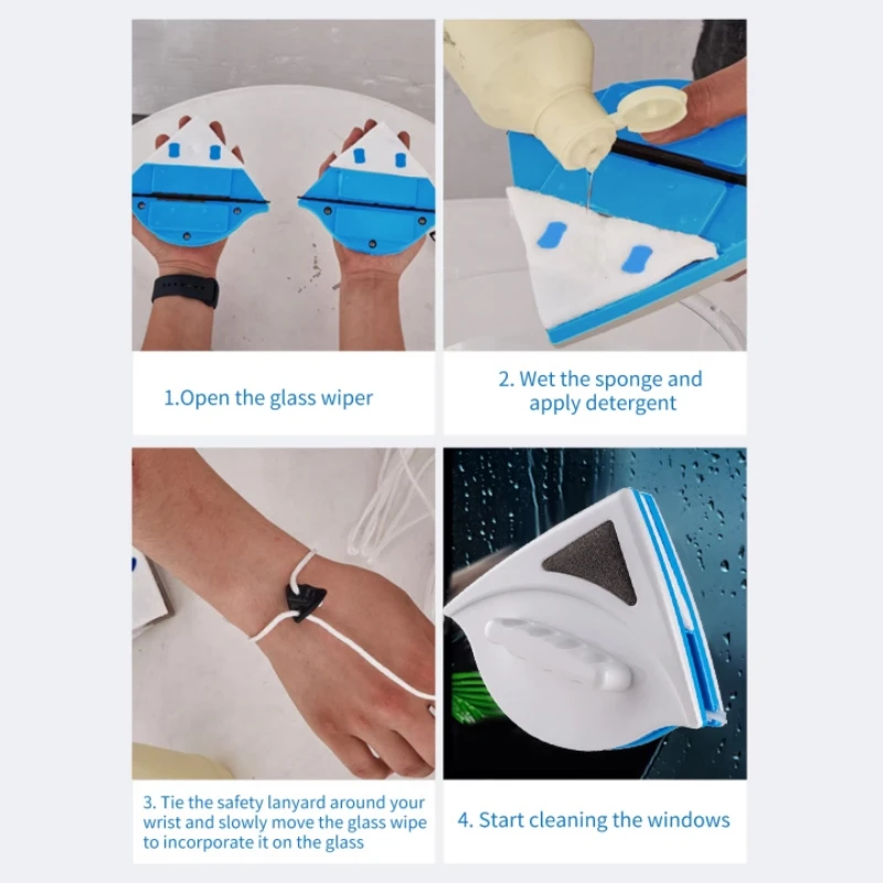 جديد مكتب منزلي خاص مُنظف نوافذ الزجاج المغناطيسي أداة تنظيف النوافذ التلقائي تفريغ المياه طبقة مزدوجة ممسحة