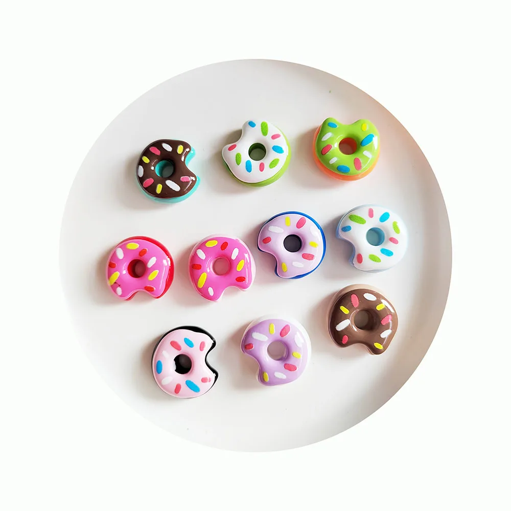 Wholesale! Kawaii Simulation Miniature Chocolate Donuts Resin Flat Back Phone Charm for Slime Crafts Scrapbooking