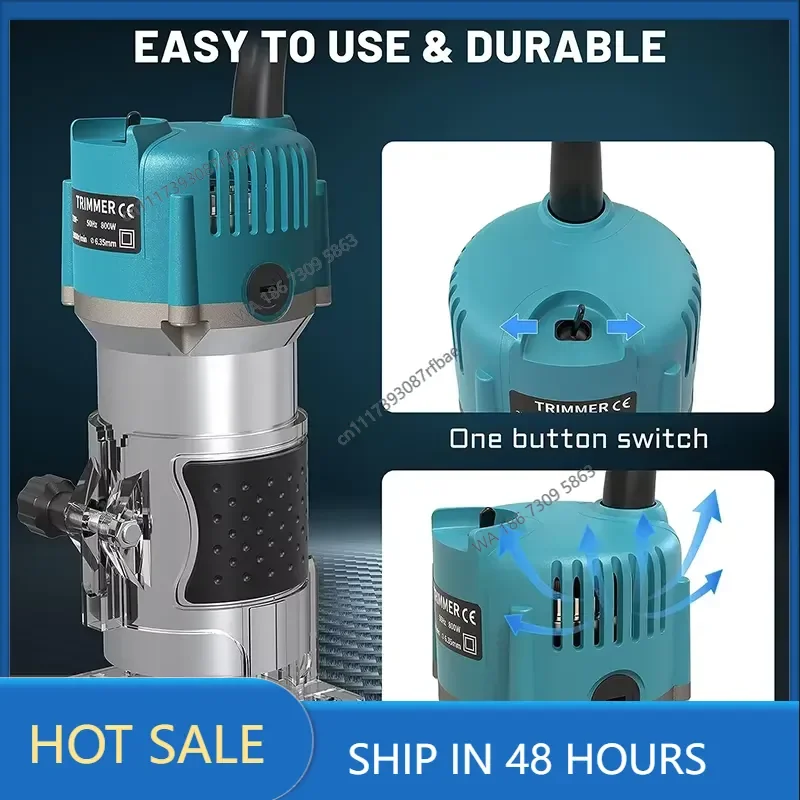 Electric Trimmer Woodworking 800W 30000rpm Wood Router Machine Hand DIY Milling Carving Engraving Power Tools