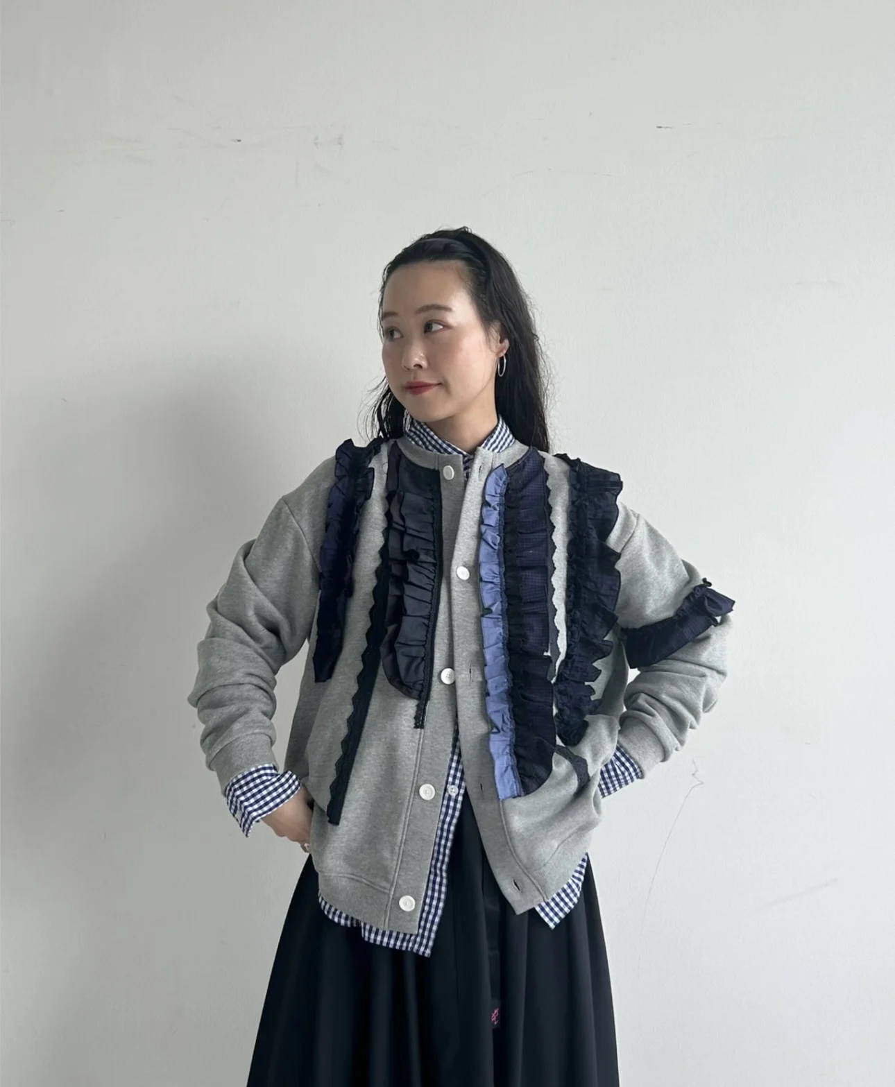 

Japanese Style BBOYTORITO Hoodie Open Cardigan Long Sleeve round Neck Regular Length Single Button Closure Pure Color Loose Fit