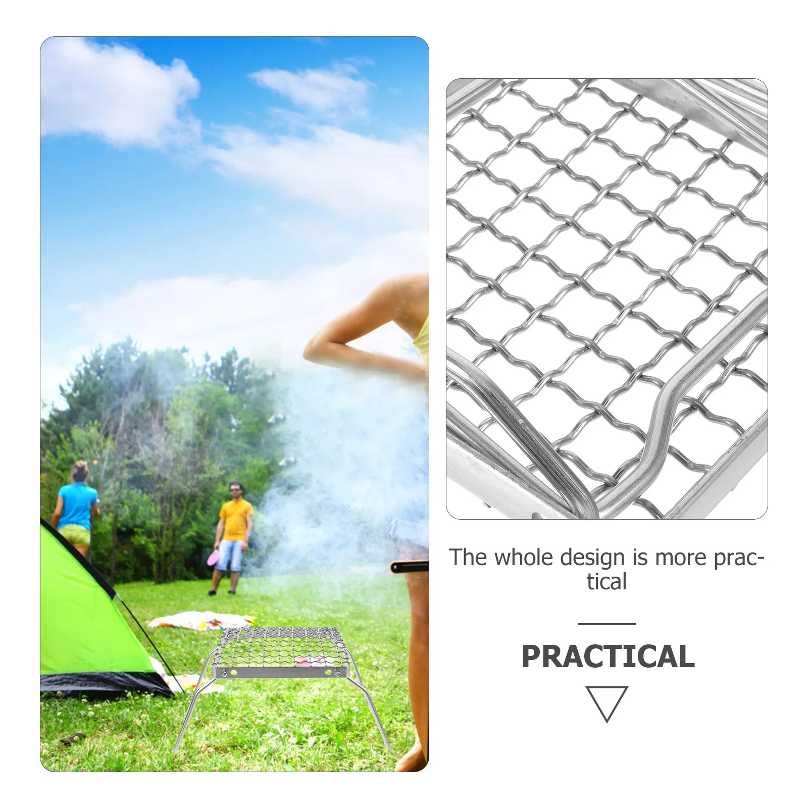 

Mini Stainless Steel Bbq Grill Rack Rectangular Mesh Cooling Roasting Rack Nonstick Coating Outdoor Picnic Grill