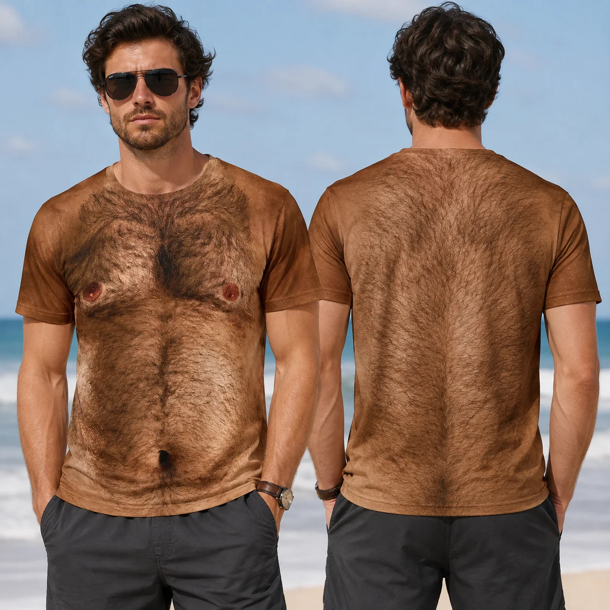 Funny Muscle Body 3D Printed T Shirt Men Designer Streetwear Short Sleeve Top Tees Ugly Chest Hair Graphic Tee Clothing 2026