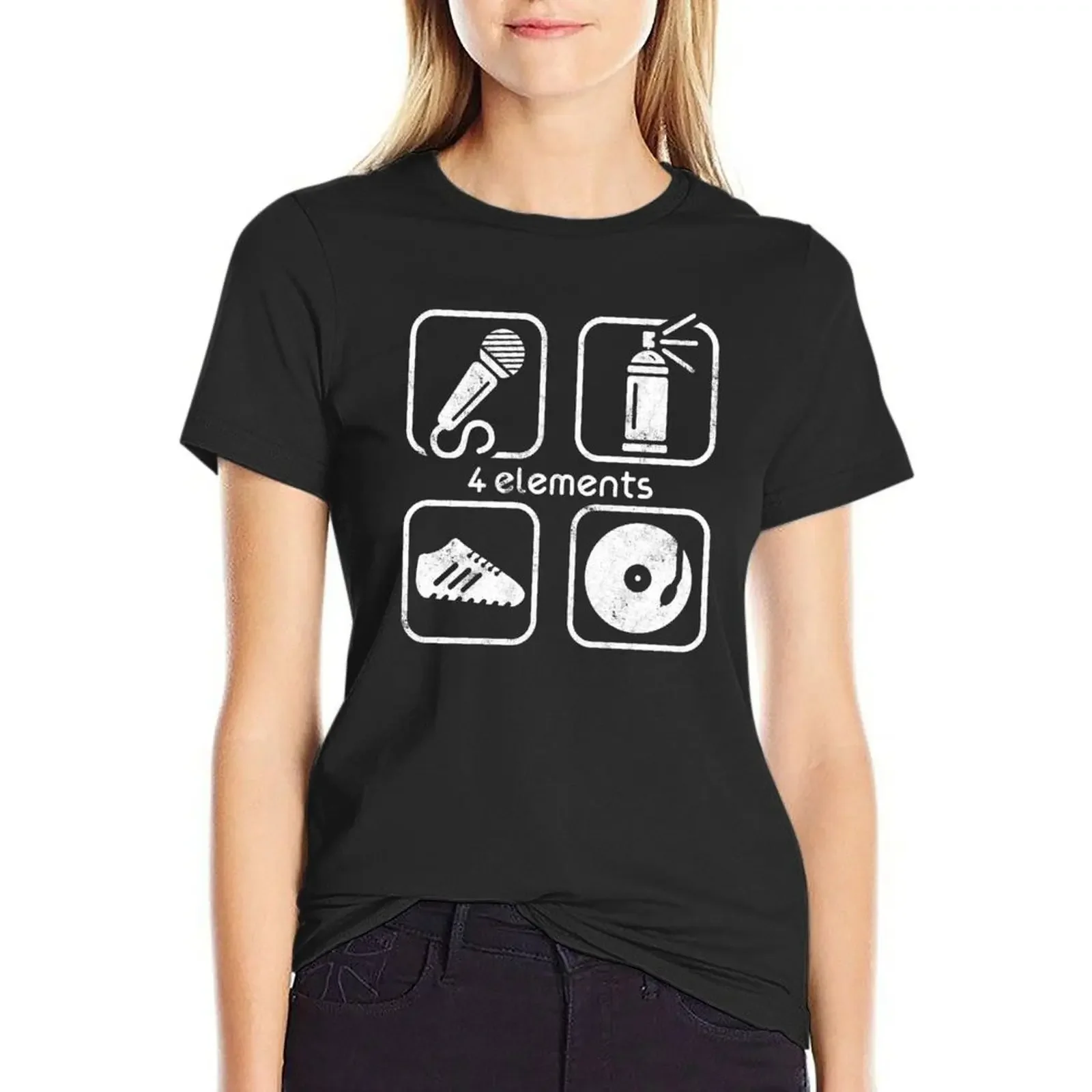 

4 ELEMENTS MC, CAN, SNEAKERS, DJ USED LOOK BY SUBGIRL T-Shirt female summer clothes shirts graphic tees t shirt Women