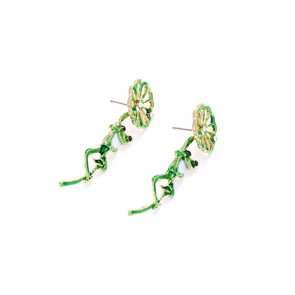 Fun Cute Alloy Flower Frog Earrings Wholesale