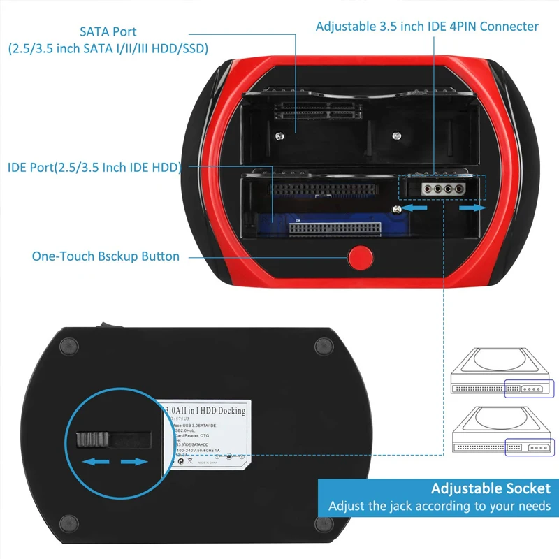 USB do 2.5/3.5 "SATA IDE dysk twardy HDD SSD czytnik stacja dokująca podwójne wnęki zewnętrzna obudowa dysku obudowa hd externo — zdjęcie produktu 3