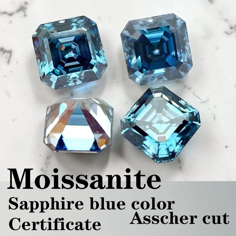 

Moissanite VVS1 Square Shape Asscher Cut Sapphire Color Unnatural Certificate Factory Wholesale Price