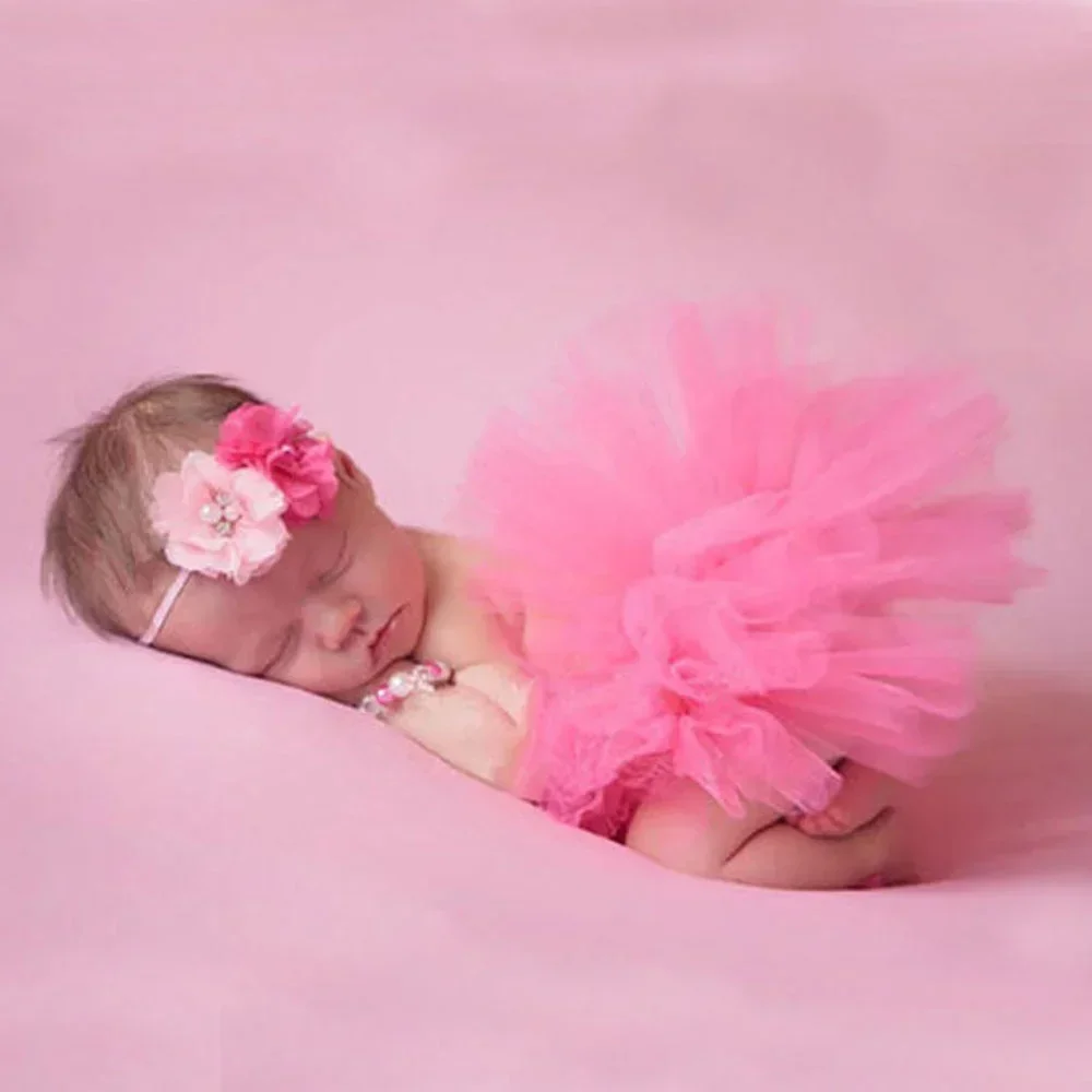 Children's Clothing Baby Studio Photography Yarn Fluffy Skirt Newborn Tutu Skirt Hair Belt SetBallet Latin Flamenco Dress