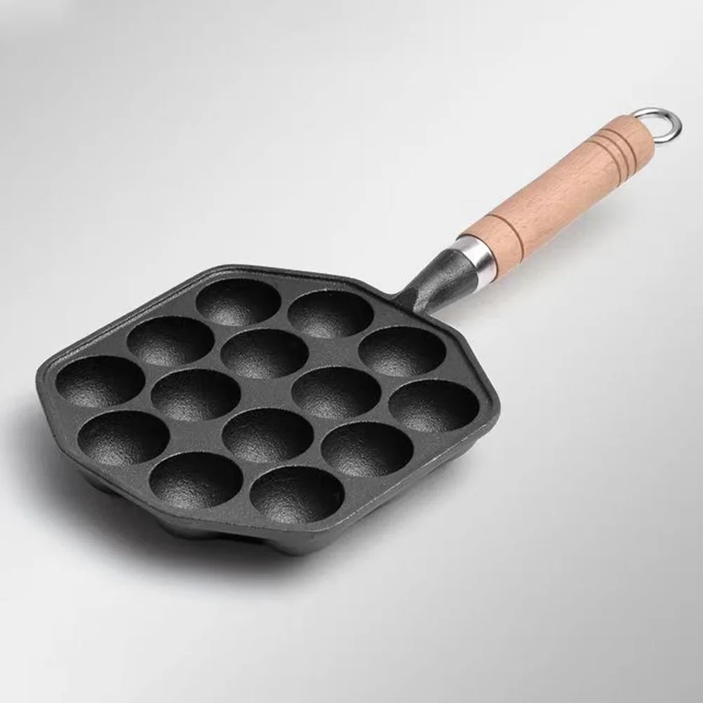 14 Holes Cast Iron Takoyaki Grill Pan Nonstick Frying Pan Octopus Ball Maker Plate Cooking Baking Forms Mold Camping Cookware