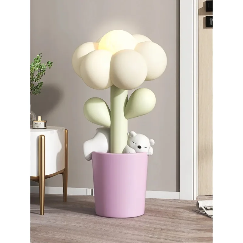 Modern Cream Style Home Decor Living Room TV Cabinet Sofa Side Floor Decoration Creative Flower Statue Lamp Housewarming Gift