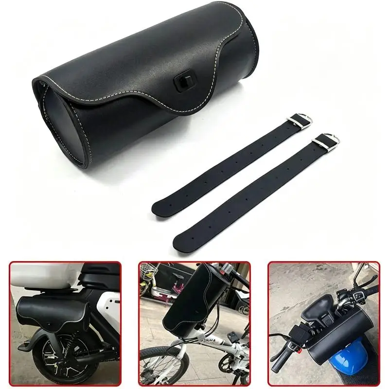 Motorrad- und Fahrradlenker-Aufbewahrungstasche aus PU-Leder, wasserdicht, mit verstellbaren Riemen, ideal für Outdoor-Fahrten, Pendel- und Ausflüge. – Detail 1