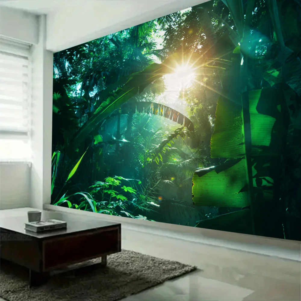Tapiz de paisaje natural para colgar en la pared, Mural de cascada de la selva, decoración de tela para el hogar, manta, toalla de playa, sábana