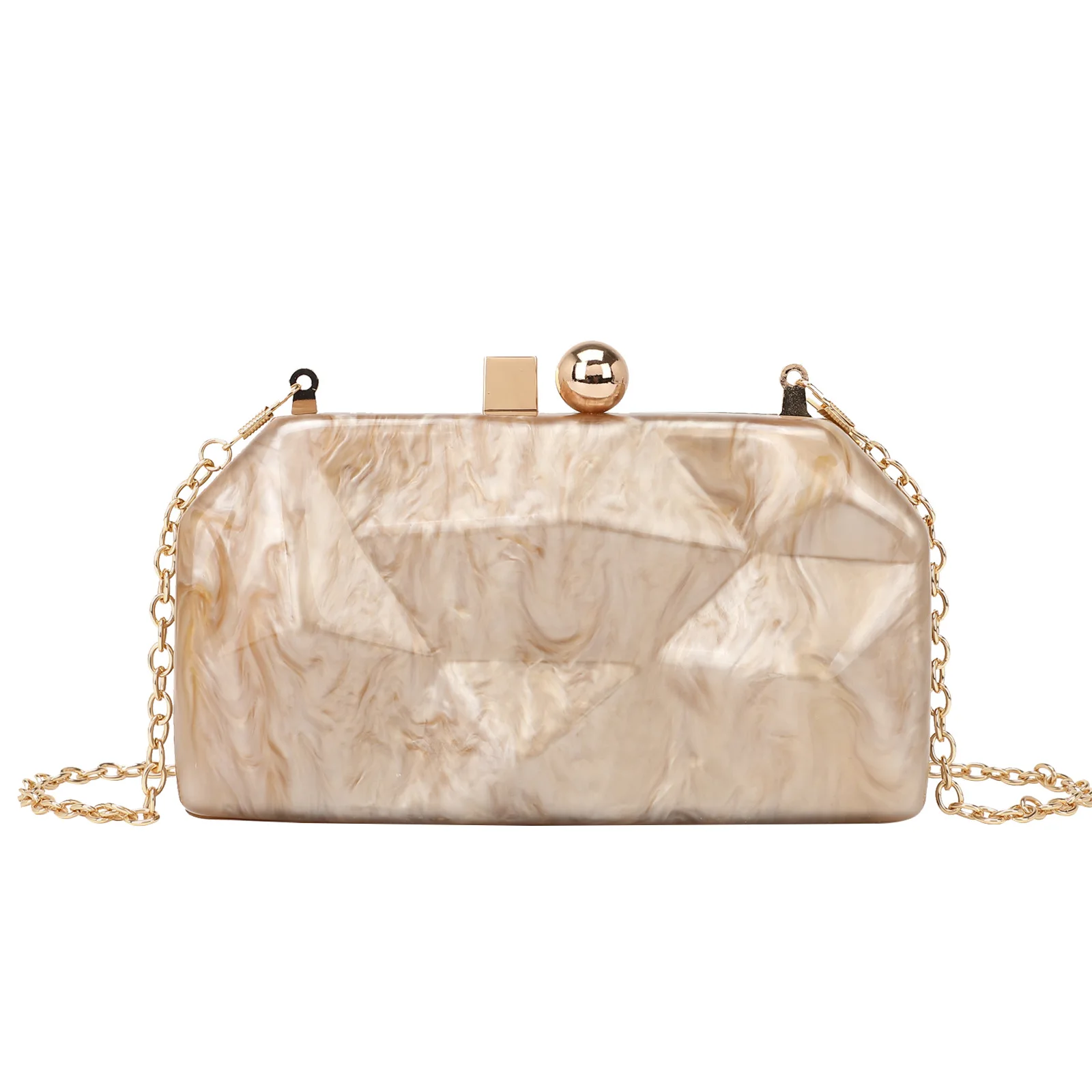 

New Fashionable Irregular Acrylic Ladies Evening Party Wedding Clutch Chain Handbag for Stylish Women