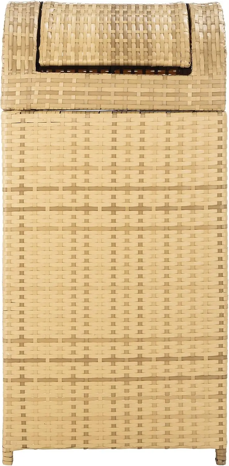 

Natural Woven Swing Top Dome Lid Trash Bin Fully Assembled for Outdoor Use