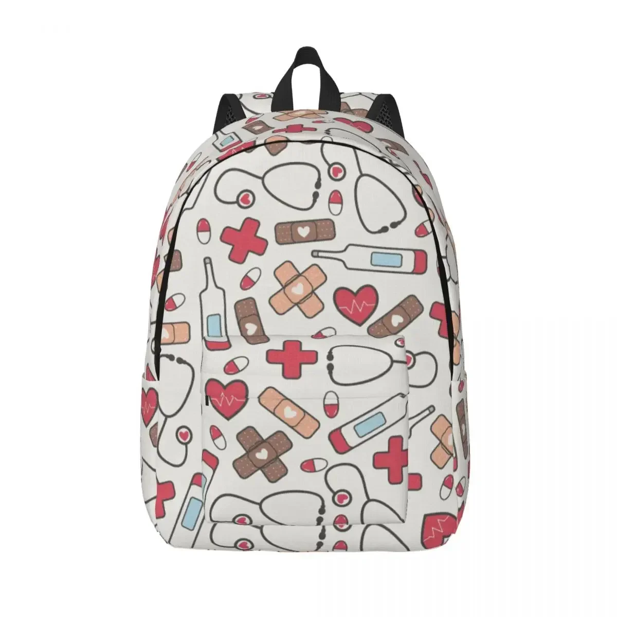 

Red Hearts Nurse Doctor Pattern Canvas Backpacks for Women Men School College Students Bookbag Fits 15 Inch Laptop Bags