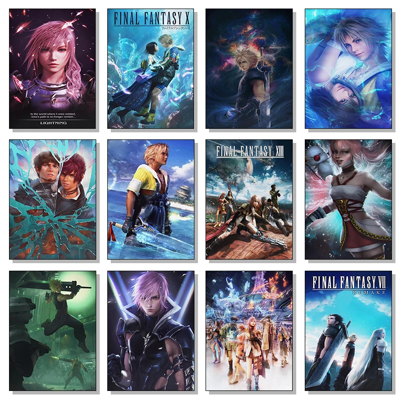 Pósteres de portada de Final Fantasy VII, juegos clásicos japoneses de alta gama, impresiones de nube Sephiroth, imágenes artísticas de pared en lienzo, decoración del hogar
