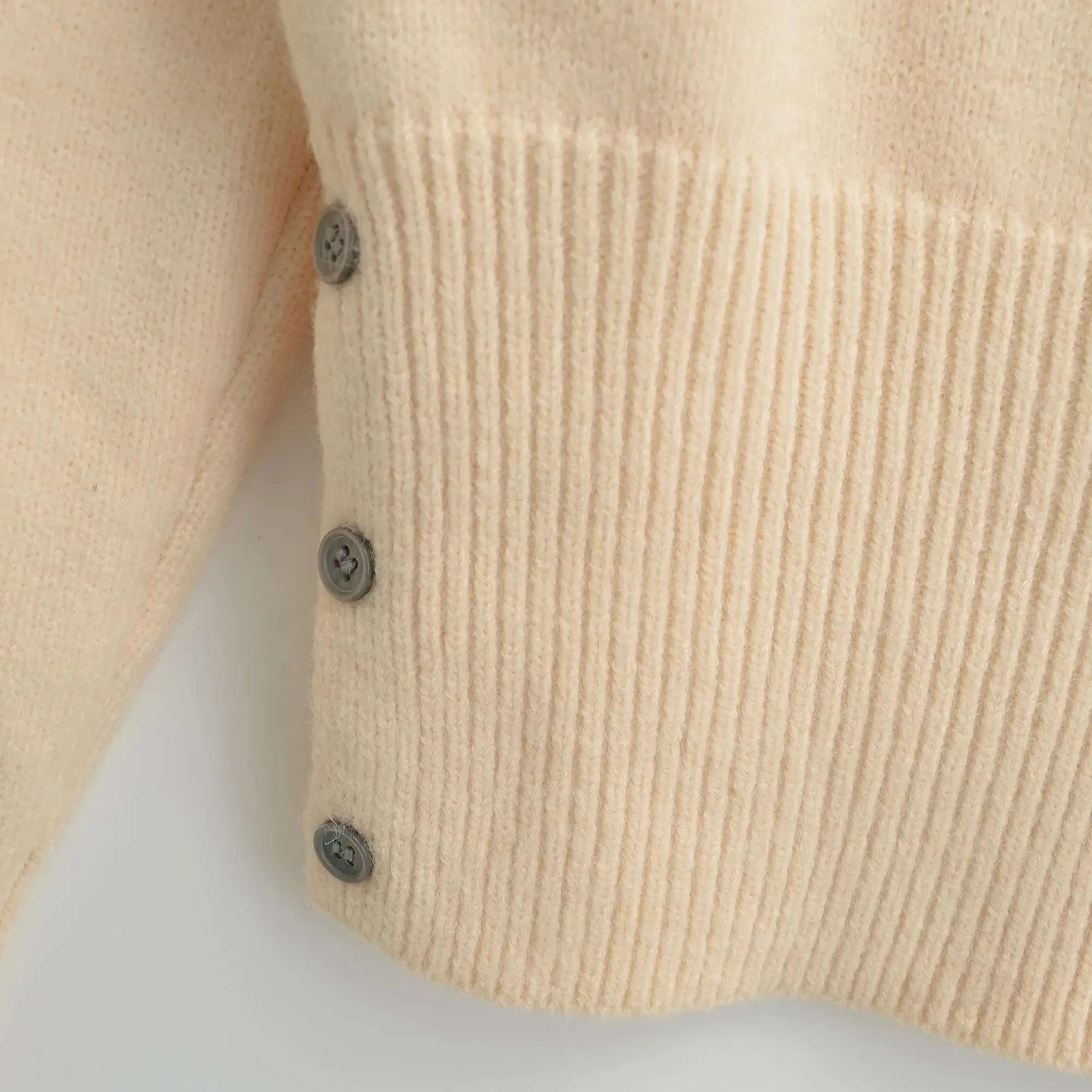 5 ألوان موضة جديدة يا طوق متماسكة سترة للنساء زر الضلع تنحنح عالية الخصر كم طويل البلوز البلوز ربيع الخريف تريكو