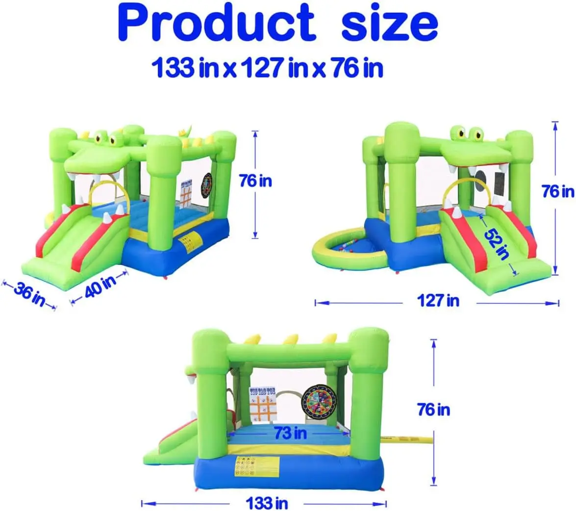 Casa inflable de rebote con tobogán, castillo saltador con soplador y casita de pelotas, juego de objetivo de dos dardos