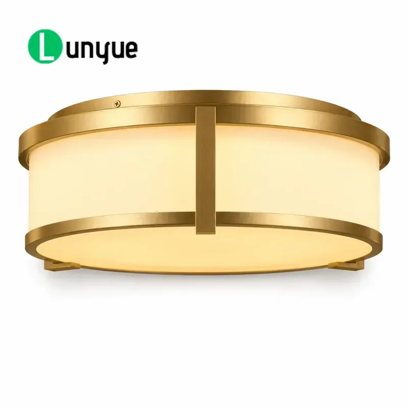 Modern Drum Shaped Surface Mounted Ceiling Light Brushed Metal Glass High CRI 95 3000K Warm White Luxury Home Decor